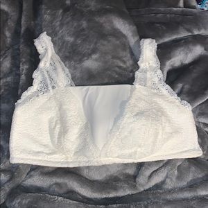 Cream Lace Bralette - L